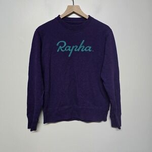 Rapha Logo Sweatshirt Purple Teal Script Crewneck 100%‎ Cotton Size Small S